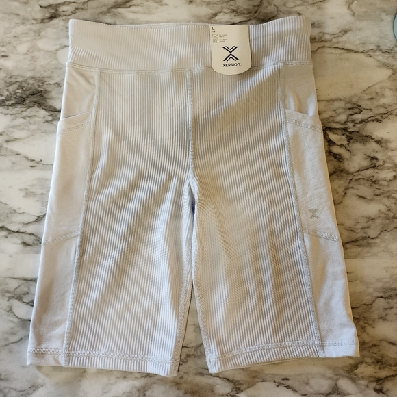 NWT Girls Ribbed Biker shorts with pockets longer Size 14 - Picture 2 of 6